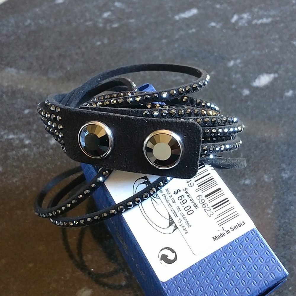 Swarovski Black Gem rope cuff bracelet